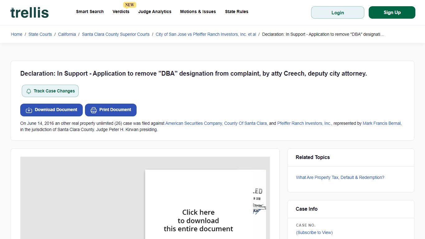 Declaration: In Support - Application to remove "DBA" designation from ...